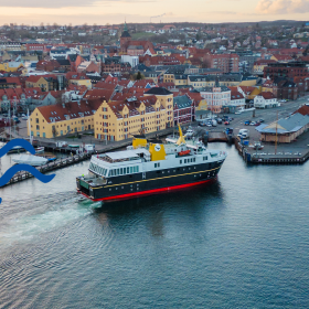 Ærøfærgen dronfoto Svendborg Havn